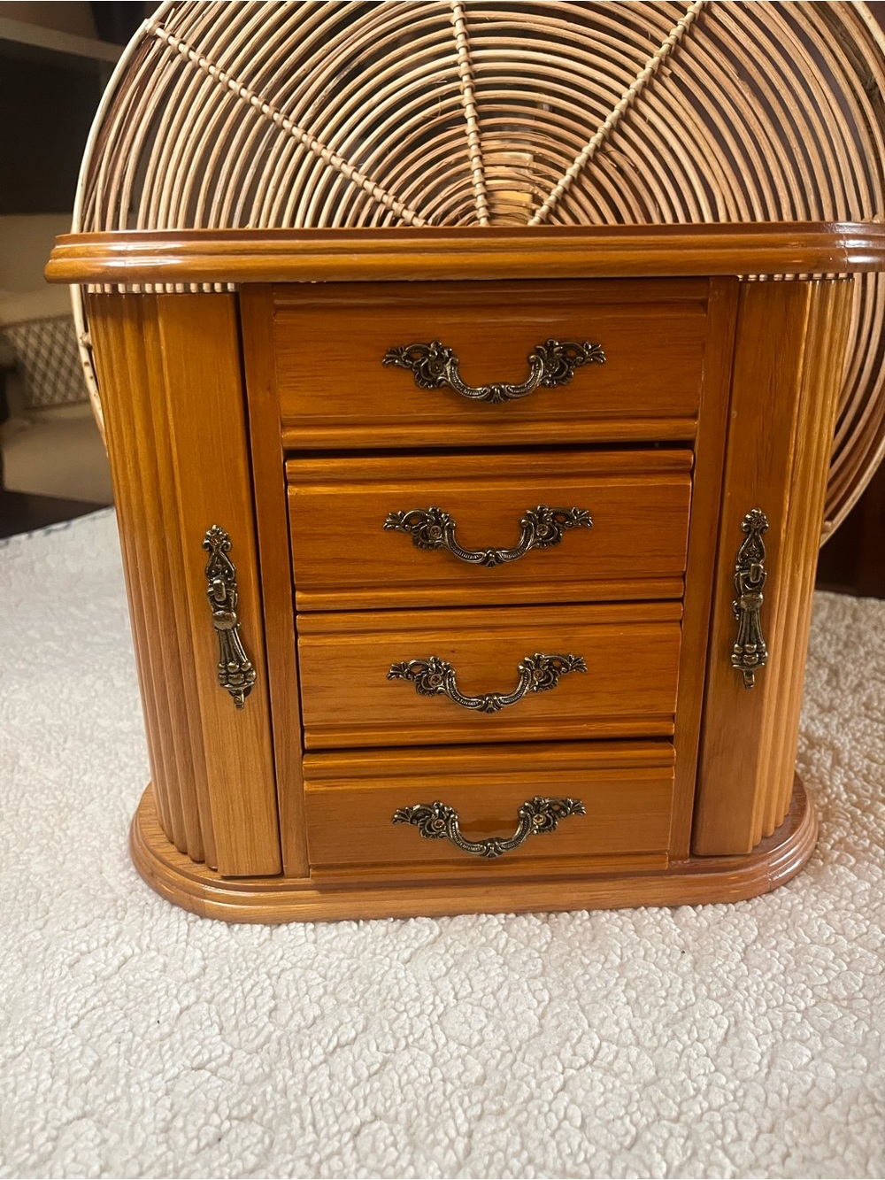 Mele Wooden Jewelry Box 4 Drawer Armoire
